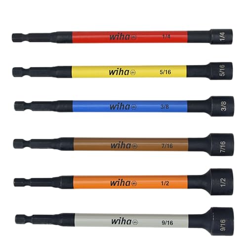Wiha 70486 Color Coded Magnetic Nut Setter SAE 6 Pc....