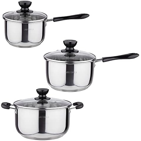 Multi-Size 6 piece Inductive Pot Set, Pots and Pans Set, Cookware Sets Stainless Steel 3 Pots Round Shaped (2qt, 3qt and 4qt) By Lake Tian Cover