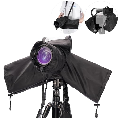 JJC Camera Rain Cover Nylon Raincoat for Canon Sony Nikon Camera & Lenses ≤ 230mm Length, Strap & Tripod Mountable