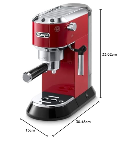 Image of Delonghi EC680R DEDICA 15-Bar Pump Espresso Machine, Red