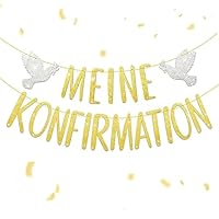 COMOOKA Konfirmation Deko Konfirmation Girlande Gold mit Glitzer Konfirmation Banner Mädchen Junge Firmung zum Aufhängen für Wand Fenster Tisch