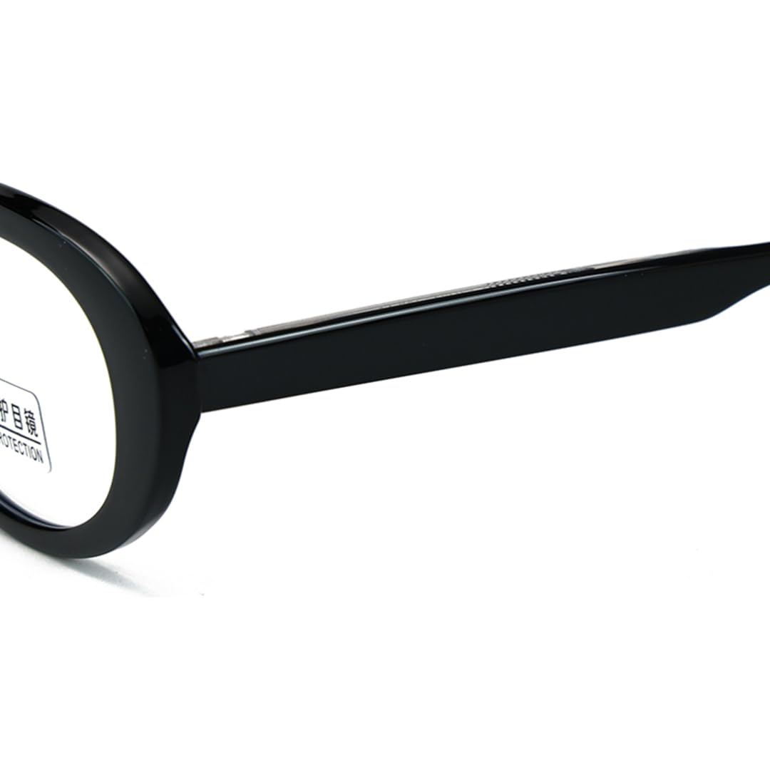 Occhiali ovali Tr90 anti luce blu, lenti trasparenti, occhiali da vista alla moda da donna, montatura in acetato (nero con lenti trasparenti)