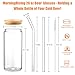 Glass Cups with Lids and Straws 20oz, 12psc Glass Drinking Set, Beer Can Cups with Bamboo Lids, Tumbler Cup with Straw for Ice Coffee, Cocktail, Whiskey, Soda Boba Tea -2 Cleaning Brushes.