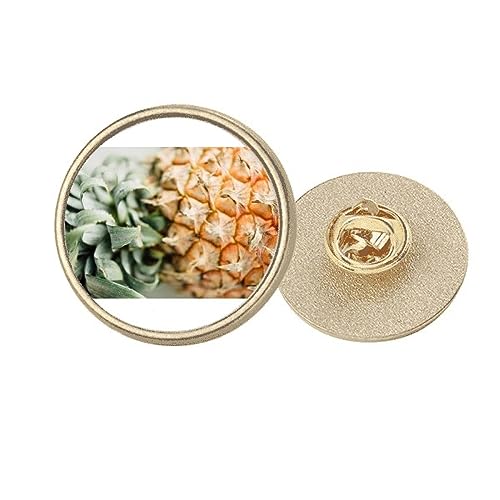 Broche ronde dorée motif fruits exotiques élégante taille M