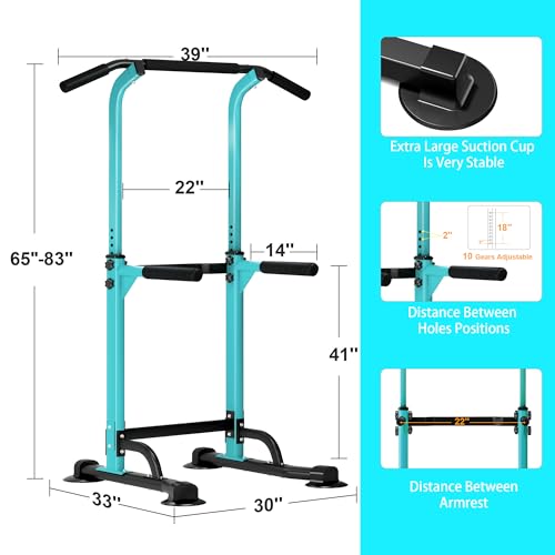 Image of DlandHome Power Tower Pull Up Dip Station Multi-Function Fitness Equipment for Strength Training Adjustable Height Dip Stand for Home Gym