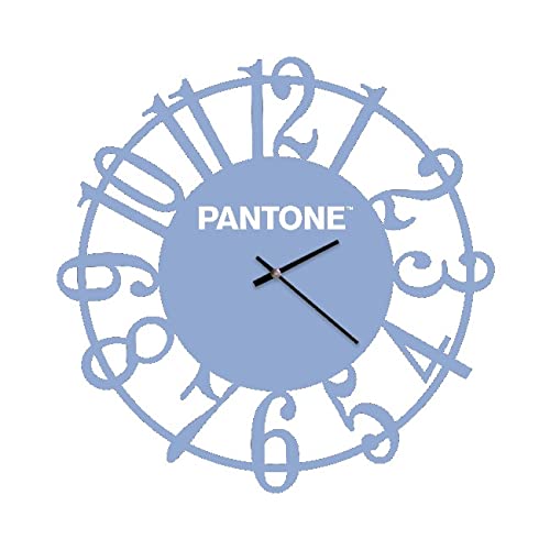 Pantone by Homemania Homemania Round Wall Decoration Clock for Living Room Kitchen, Office, Blue, White Metal