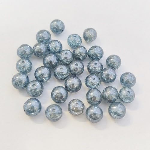 28 pcs Czech Glass Round Cracked Cracle Beads 8 mm Crystal Blue Luster CRA8-14464-20