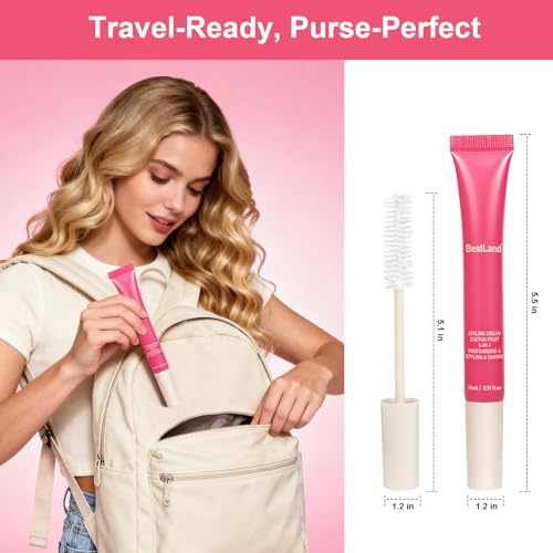 Image of 2 Pack Hair Cactus Fruit 3-in-1 Styling Cream & Taming Wand - Smooth Flyaways, Control Frizz & Define Curls | Lightweight Non-Greasy Formula, Precision Brush, Vegan & Citrus Scent Hair Care