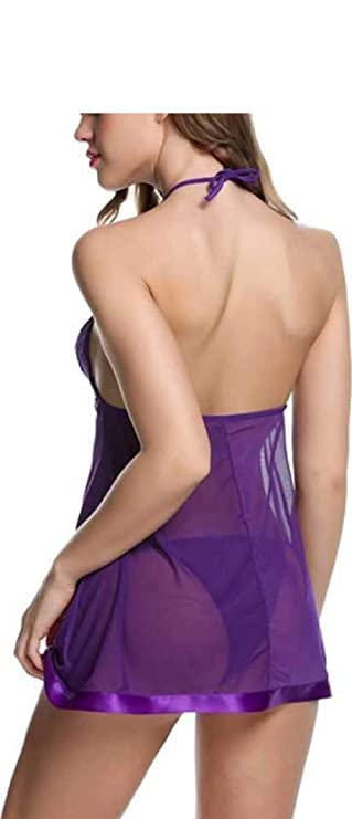 Image of LOURYN KOULYN Babydoll Nightwear Lingerie with Panty Short Transparent Nighty for Women Bra Panty Set for Women Baby Doll Night Dress Babydoll Lingerie for Honeymoon