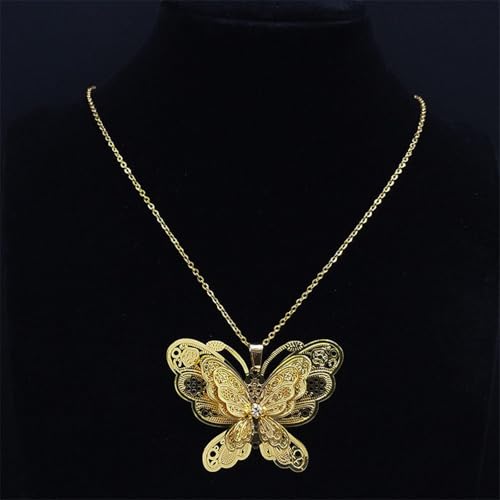 Collier pour homme papillon filigrane 3D en cuivre ciselé