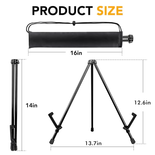 Image of AROIC 6 Pack 14'' Tabletop Easels, Black Steel Table Top Easels for Display | Adjustable Portable Table Top Easel for Paintings, Signs, Posters,Frame Pictures(with 6 Bags)