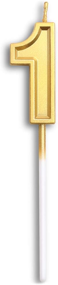 DOBMITBirthday Candles Number 1 Cake Topper Decoration Gold Glitter Candle for Party Anniversary