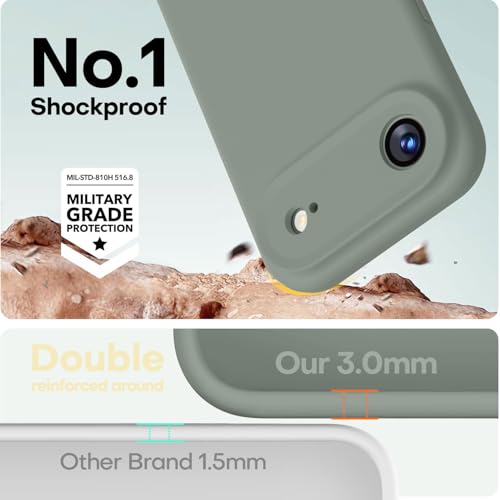 Image of LOVE 3000 Designed for iPhone Air Case, Premium Silicone [Compatible with Magsafe][Soft Anti-Scratch Microfiber Lining] Shockproof Protective Phone Case for Men Women 6.5 inch, Calke Green