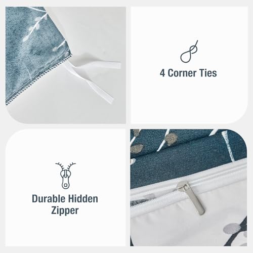 Housse de couette 200x200 cm facile à enfiler, parure microfibre douce pour lit double - 6
