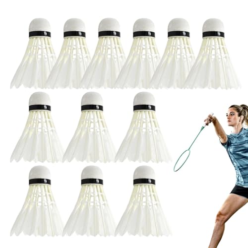 De bádminton, plumas de bádminton | Pelota de entrenamiento para bádminton 12 piezas, pelota de entrenamiento estable y rápida para juegos con raqueta de playa, juegos, patios, interiores y