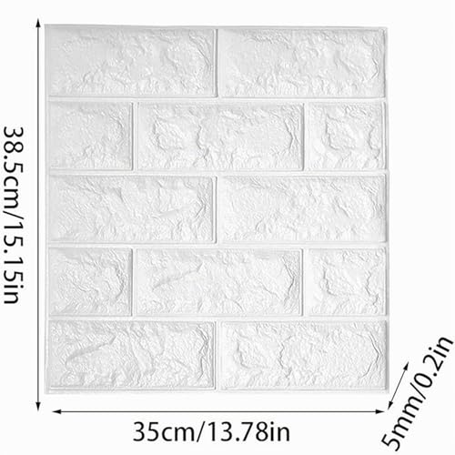 Miniatura 8 de Papel Pintado 3d Ladrillo,10 Piezas Pe De Espuma 3d Wallpaper, Autoadhesivo Grueso Impermeable Diy Pegatina De Pared Espuma 3d,Para Salón Dormitorio Fondo De Pared Decoración Arte 35 38.5cm,Blanco