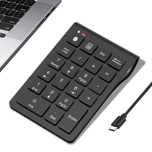Noox Bluetooth & Wireless & Usb Number Pad 3 In 1 Rechargable - Numeric Keypad 22 Key Keyboard For Laptop Data Entry cover