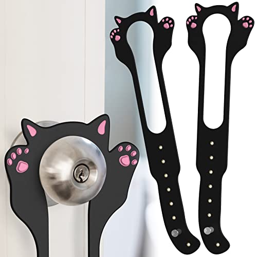 2Pcs Cat Door Latch Holder,【8 Adjustable Sizes】 Stronger Flex Cat Door Stopper, Keep Door Open 1.5" To 8", Let's Cats In And Keeps Dogs Out Of Litter & Food, No Tool Required & No Wall Damage #TOP13