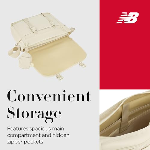 New Balance Messenger Bag, Athletics Collection Travel Handbag for Men and Women, Off White, One Size3
