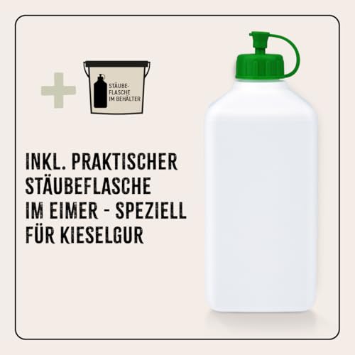 AniForte Kieselgur für Hühner 4,2kg inkl. Stäubeflasche - Reines Kieselgur Hühner Pulver, Kieselerde Pulver, Naturprodukt für Hühnerstall, Laborgeprüft für Geflügel Betriebe