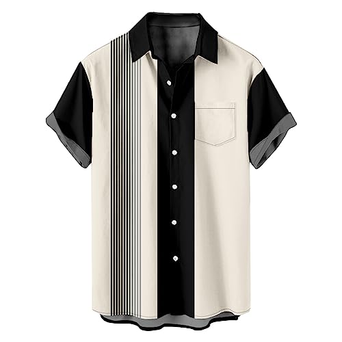 Hawaiian Shirts for Men Vintage Print 2025 Summer Beach Casual Short Sleeve Button Down Lapel Shirts with Pockets