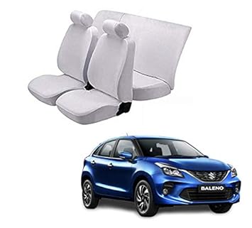 autokaar Denim Fabric Car Seat Cover for Maruti BALENO (White)