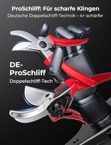 Gartenschere – 4× schärfer, japanische SK5 Hochkohlenstoffstahlklinge, Bypass-Schneide, 25 mm Schnittdurchmesser, für trockenes, frisches Holz, doppelte Antihaft-Beschichtung, Rosenschere – Bild 4