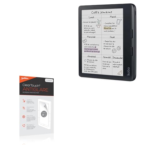 BoxWave Screen Protector Compatible with Kobo Libra Colour - ClearTouch Anti-Glare (2-Pack), Anti-Fingerprint Matte Film Skin