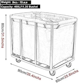 Large Laundry Cart With Wheels Heavy Duty Rolling Storage Basket Organizer 330Lb Load Truck for Large Family or Commercial Hotels and Hospital Laundry Room Transport Clothes and Linen Material,Beige