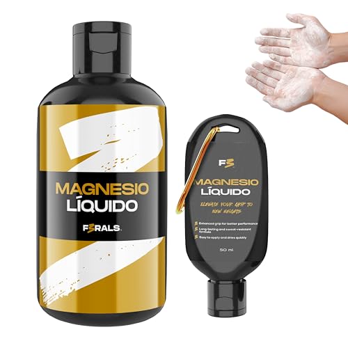 F3RALS® MAGNESIO LÍQUIDO | Liquid Chalk para Agarre Escalada, Boulder, Calistenia, Padel, Pesas y Tenis – Secado Rápido, Sin Polvo y Fácil de Limpiar (Pack: 250ml + 50 ml)