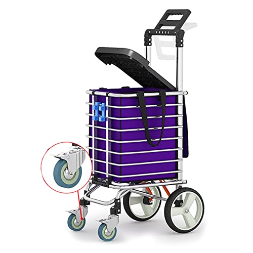 Carro De La Compra De 4 Ruedas, Carrito Compra Plegable De Aluminio,Carrito De Compras Trolley Carretilla Bolsa Compra Plegable Resellable Portátil Shopping Ahorra Espacio, Azul ( Color : Purple ) Cover