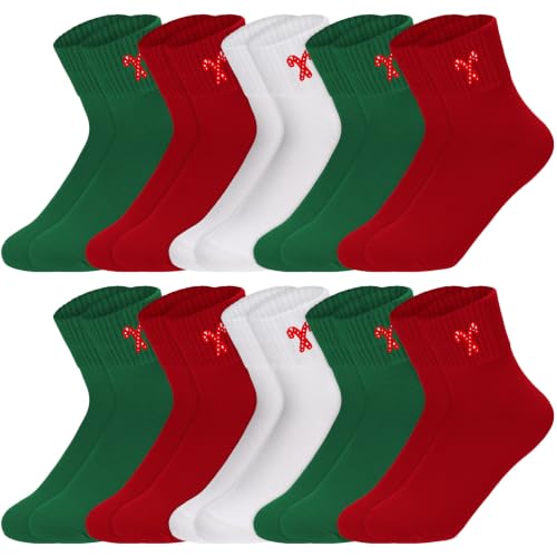 Image of Eurzom 10 Pairs Socks Womens Crew Elastic Ankle Length Cotton Socks Aesthetic Cute Lightweight Low Cut Gifts for Women