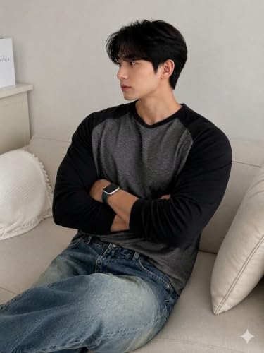 Image of Colorblock Men Round Neck Multicolor T-Shirt