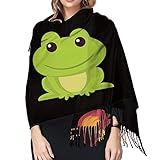  LINGF - Bufanda súper suave de animales de dibujos animados con bordes de borlas para bufandas de invierno cálidas y acogedoras unisex,negro,talla única 27 x 77 pulgadas