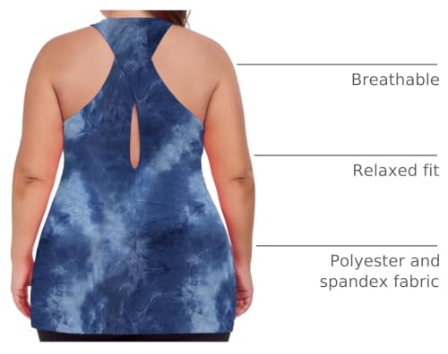 Image of ForHailey Women's Plus Size Cross Back Workout Tank Tops Athletic Shirts