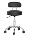 Crisnails® Silla Giratoria, Taburete Giratorio, con Respaldo, Pies con Ruedas, Altura Ajustable, para Salón, Peluquería, Bar y Oficina (Negro)