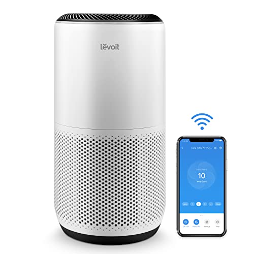 带传感器的空气净化器,带 HEPA H13 的空气净化器高达 83m² CADR 400m³/h,智能兼容 Alexa,自动模式,PM2.5 显示,去除 99.97% 粒子核心 400S