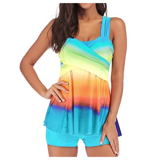 Lulupi Damen Übergröße Regenbogen Tankini Badeanzug Frauen Plus Size Bunt Zweiteiler Bademode Gepolstert Cups Strandmode Badekleid Badeanzüge Bikini Set S-5XL 5 Lulupi Damen Übergröße Regenbogen Tankini Badeanzug Frauen Plus Size Bunt Zweiteiler Bademode Gepolstert Cups Strandmode Badekleid Badeanzüge Bikini Set S-5XL
