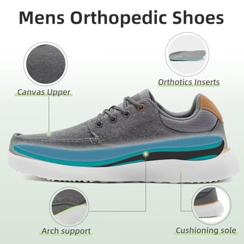 OrthoComfoot Men's Orthopedic Walking Shoes with Arch Support: Comfortable Casual Plantar Fasciitis Shoes for Flat Feet, Adjustable Cushion Orthotic Fashion Sneakers for Foot and Heel Pain3
