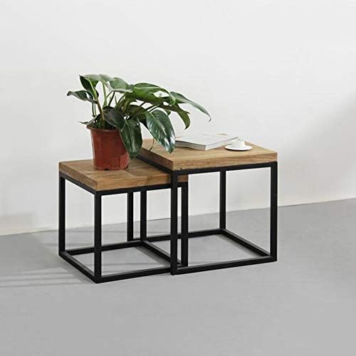 Telephone Table, Nesting Table,Small Wooden Table,Small Apartment Sofa/Telephone Side Table,Table Set,2 Pcs(Black-2 pcs