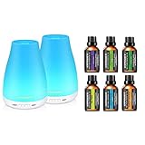 URPOWER Essential Oil Diffuser with Oils, 2 Pack Aromatherapy Diffuser with 6 Bottle 100% Pure...