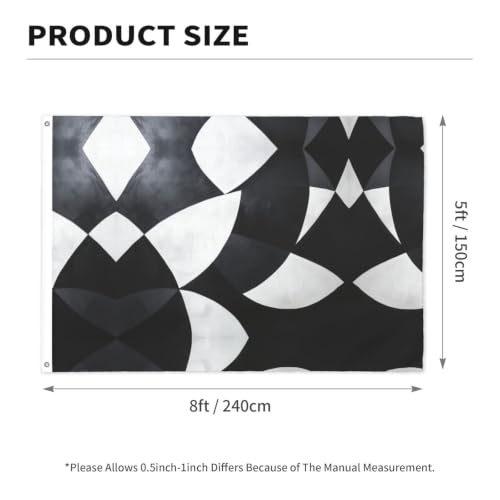 Drapeau extérieur double face pour jardin et façade en polyester noir et blanc - 4