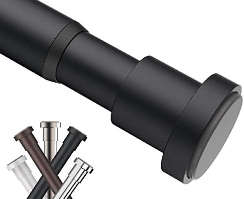 BRIOFOX Tension Curtain Rod 27-43 Inches, Rust-Resistance Shower Curtain Rod for Windows or Doorways, Matte Black