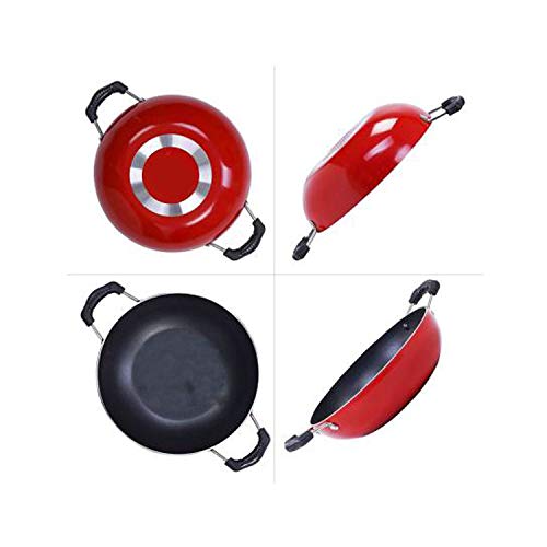 Non Stick Kadai with Stainless Steel Lid All Purpose Pan Non Stick Kadhai Deep Stir Fry Pan Aluminium Kadhai Deep Fry Pan Nonstick Cookware Cooking Pan(220mm) 2 LTR 4 Gallery Image