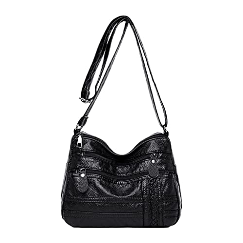 Newmind Bolsa transversal com vários bolsos para mulheres, bolsa de ombro de couro sintético macio,