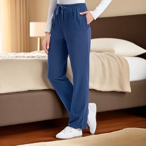 Collections Etc Comfortable Elastic Waist Cotton Drawstring Knit Pants2