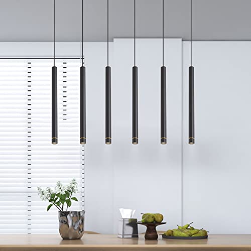 Lámpara colgante de aluminio para barra de cocina moderna y comedores con tubo largo negro 5