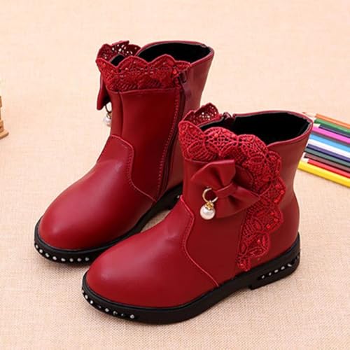 Girls' Boots Warm Winter Leather Short Boots Plush Princess Boots for Toddler/Little Kid/Big Kid2