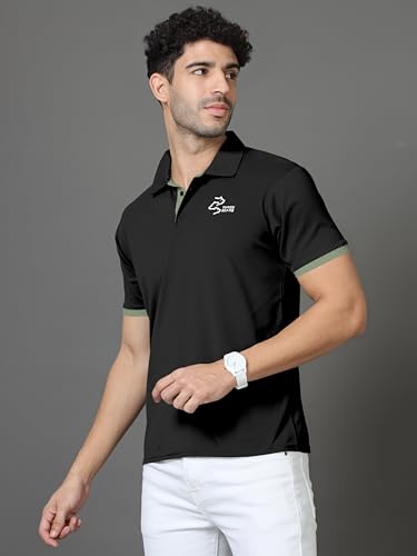 Image of Polo Neck Cotton Blend T-Shirt