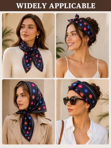 Image of Ravaiyaa - Attitude is everything Women Printed Silk Bandana 21 x 21 Inch Square Headband & Hair Wrap, Soft & Versatile | Fashion Neck Wrap